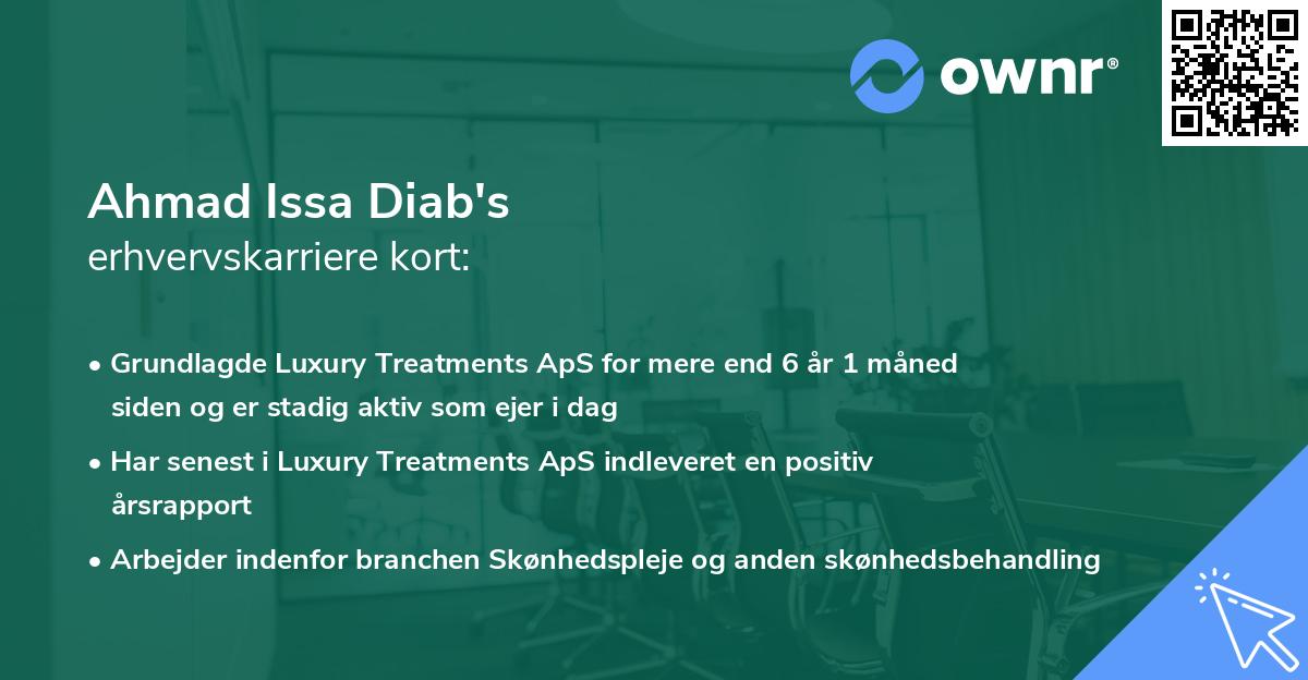 Ahmad Issa Diab's erhvervskarriere kort
