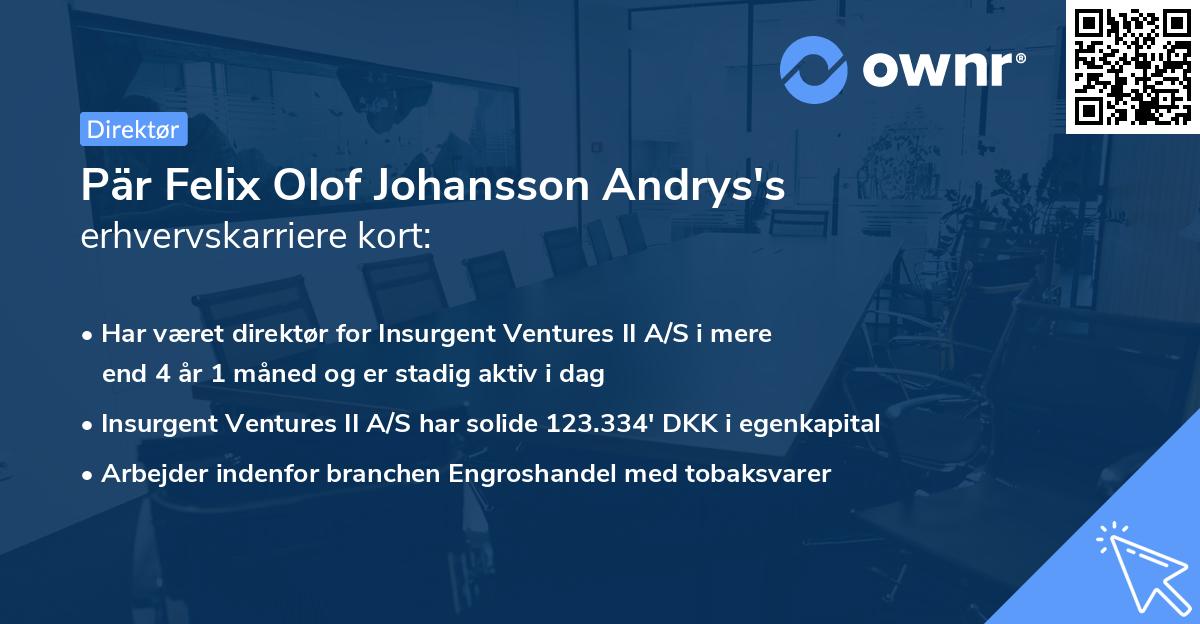 Pär Felix Olof Johansson Andrys's erhvervskarriere kort