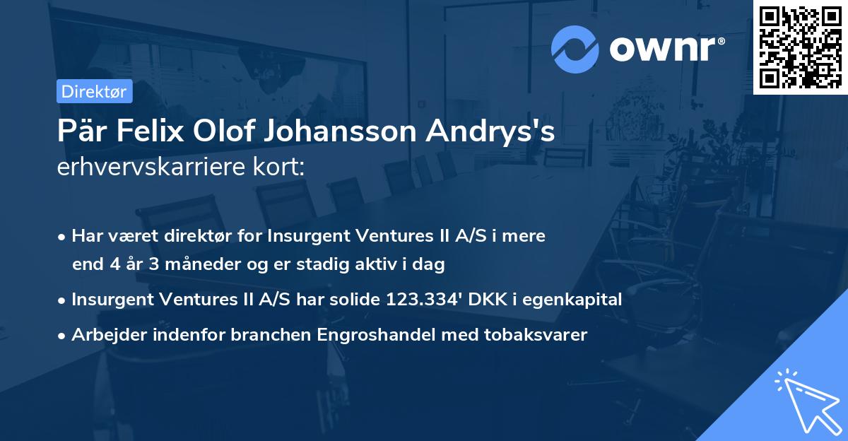 Pär Felix Olof Johansson Andrys's erhvervskarriere kort