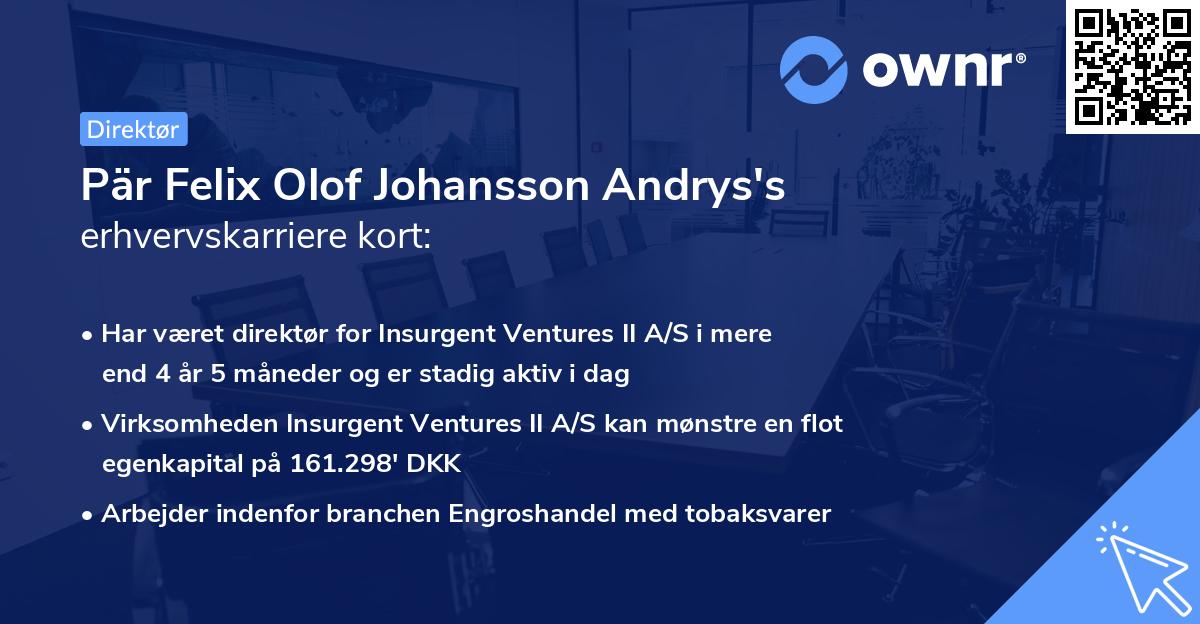 Pär Felix Olof Johansson Andrys's erhvervskarriere kort