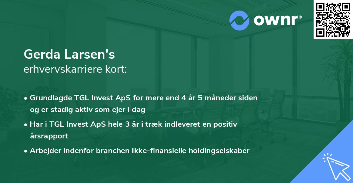 Gerda Larsen's erhvervskarriere kort