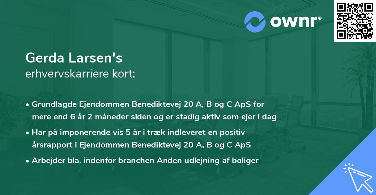 Gerda Larsen's erhvervskarriere kort