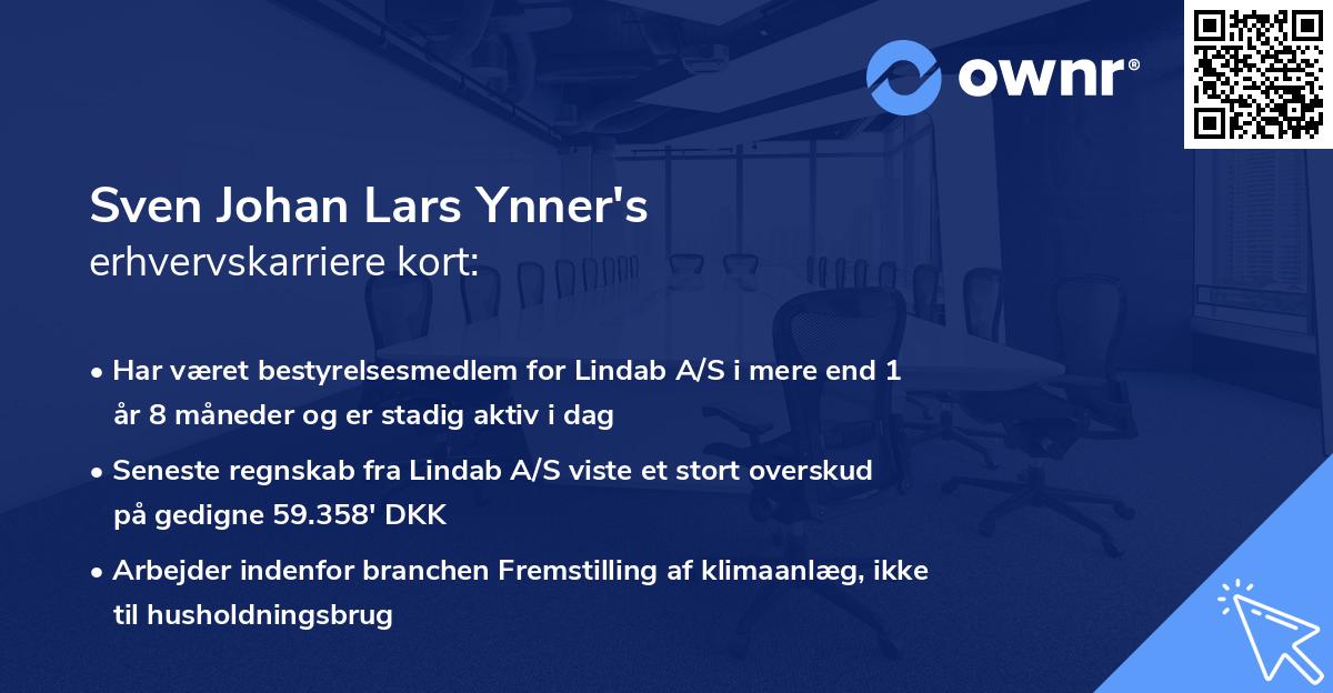 Sven Johan Lars Ynner's erhvervskarriere kort