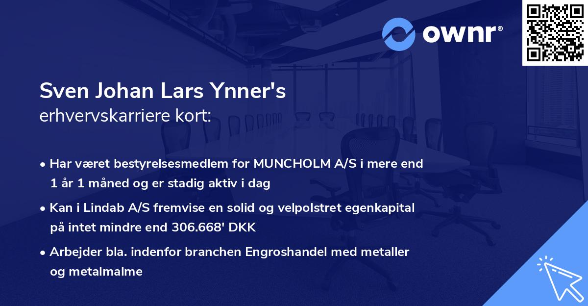 Sven Johan Lars Ynner's erhvervskarriere kort