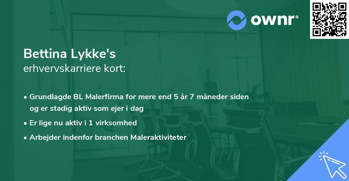 Bettina Lykke's erhvervskarriere kort