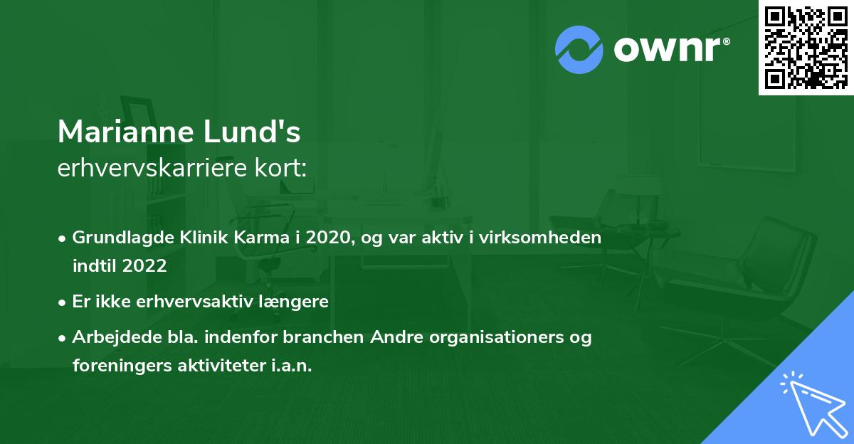 Marianne Lund's erhvervskarriere kort