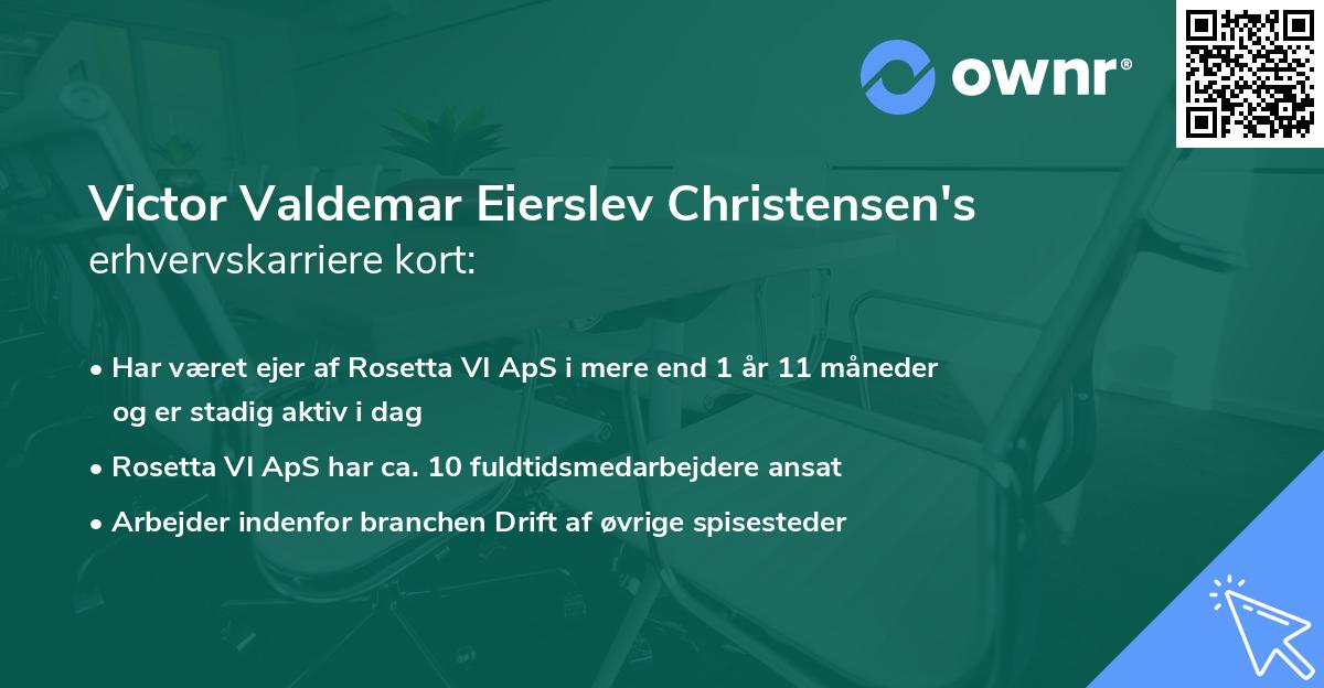 Victor Valdemar Eierslev Christensen's erhvervskarriere kort