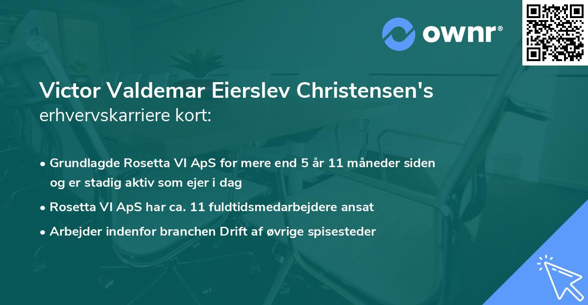 Victor Valdemar Eierslev Christensen's erhvervskarriere kort
