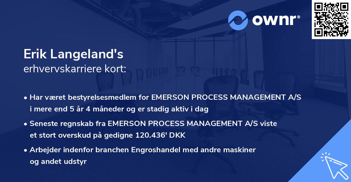 Erik Langeland's erhvervskarriere kort