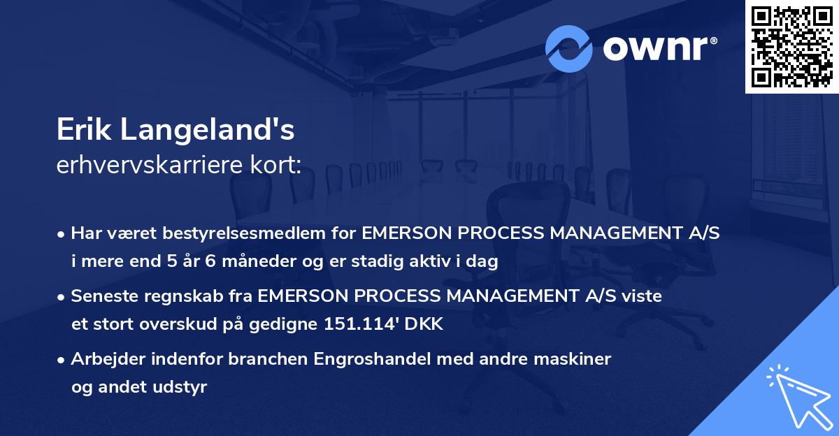 Erik Langeland's erhvervskarriere kort