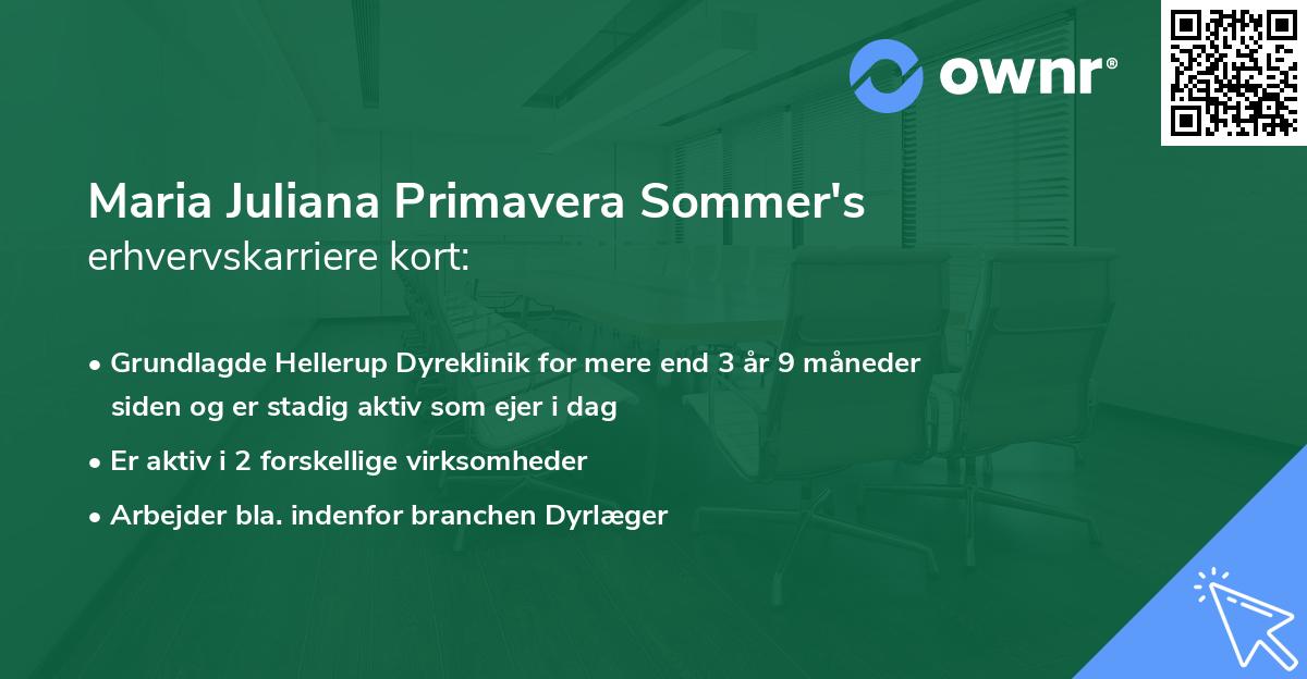 Maria Juliana Primavera Sommer's erhvervskarriere kort