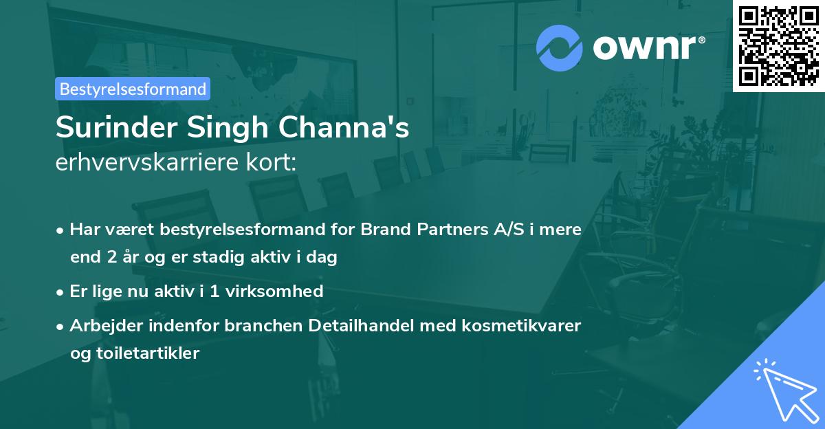 Surinder Singh Channa's erhvervskarriere kort