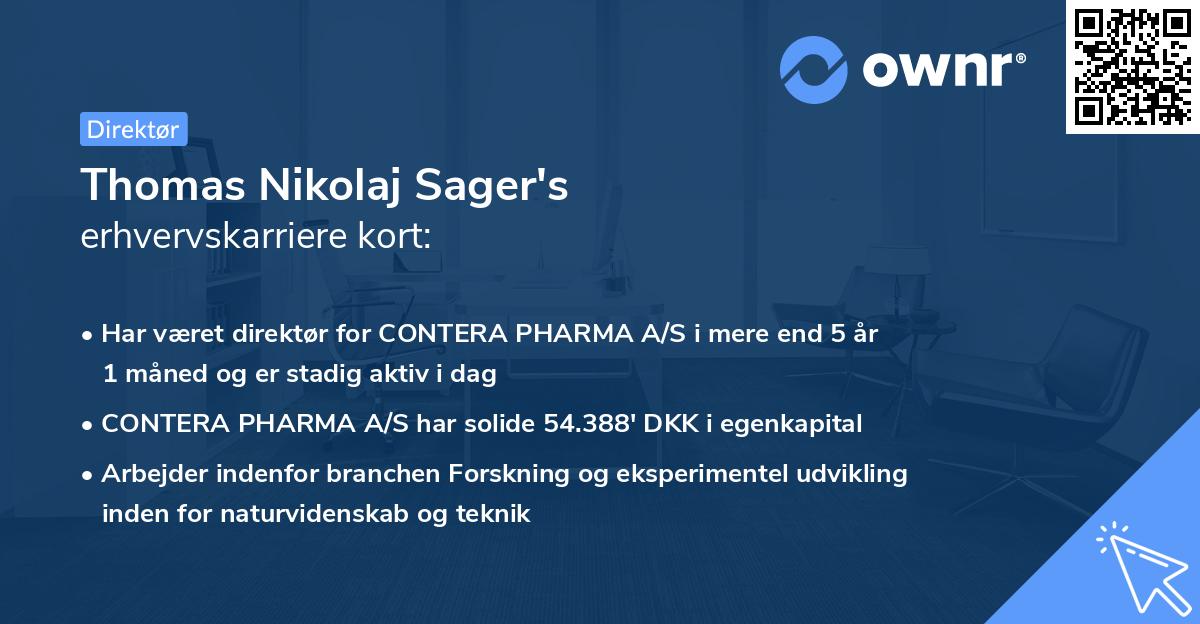 Thomas Nikolaj Sager's erhvervskarriere kort