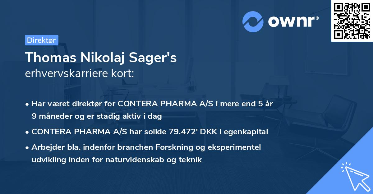 Thomas Nikolaj Sager's erhvervskarriere kort