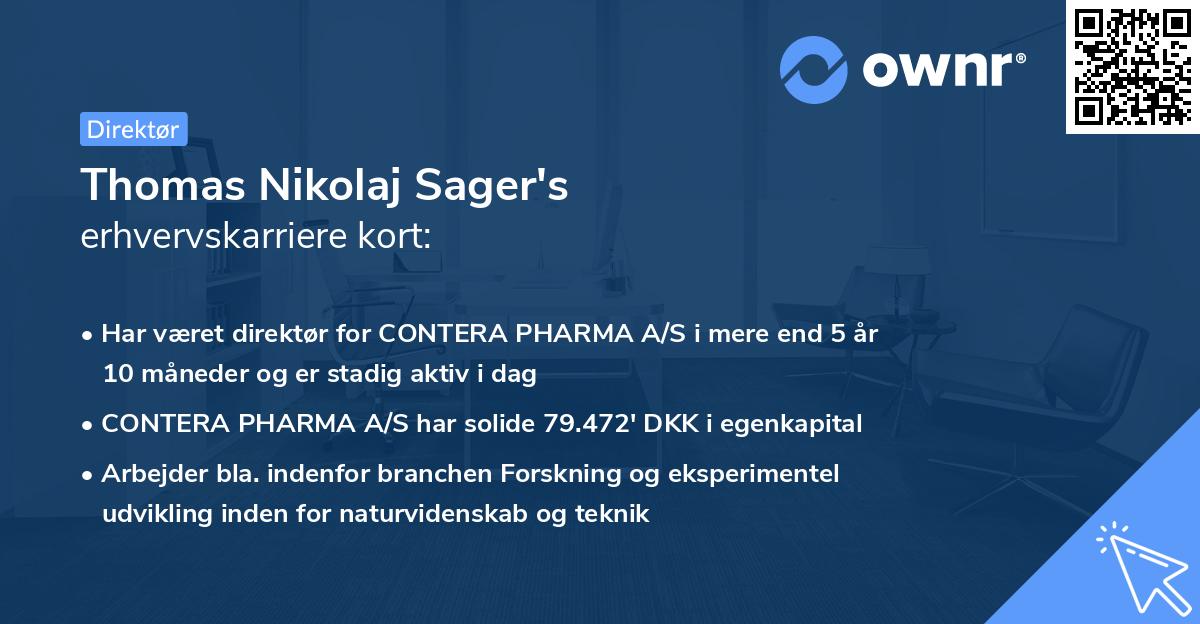 Thomas Nikolaj Sager's erhvervskarriere kort