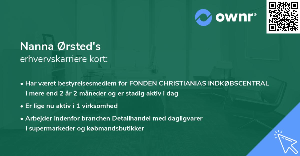 Nanna Ørsted's erhvervskarriere kort