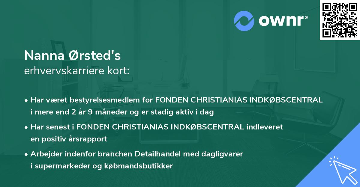 Nanna Ørsted's erhvervskarriere kort