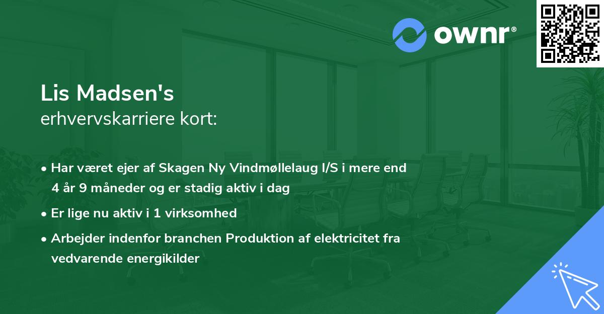 Lis Madsen's erhvervskarriere kort
