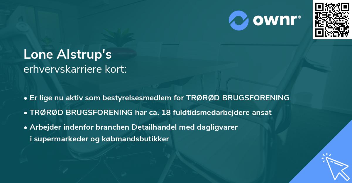 Lone Alstrup's erhvervskarriere kort