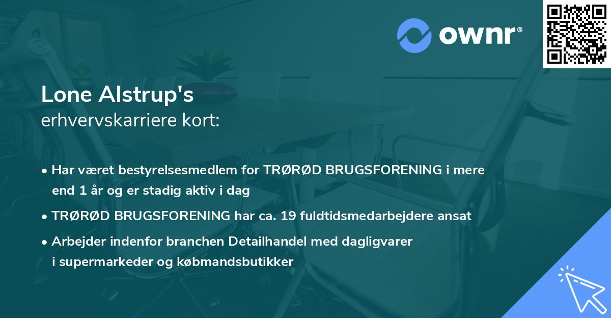 Lone Alstrup's erhvervskarriere kort