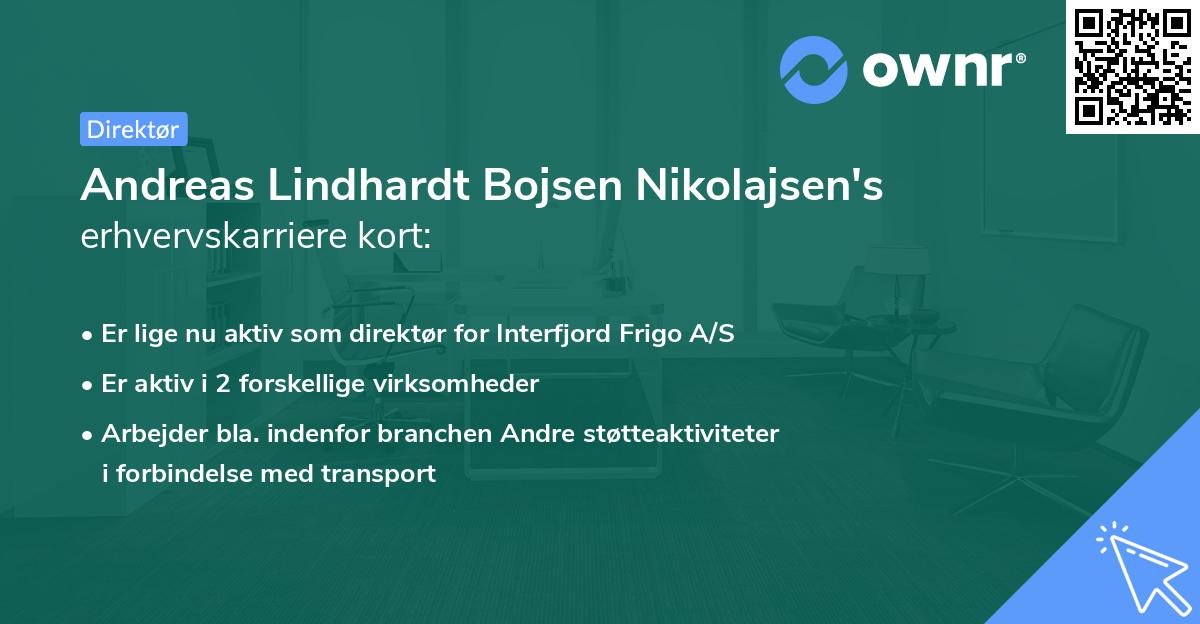 Andreas Lindhardt Bojsen Nikolajsen's erhvervskarriere kort