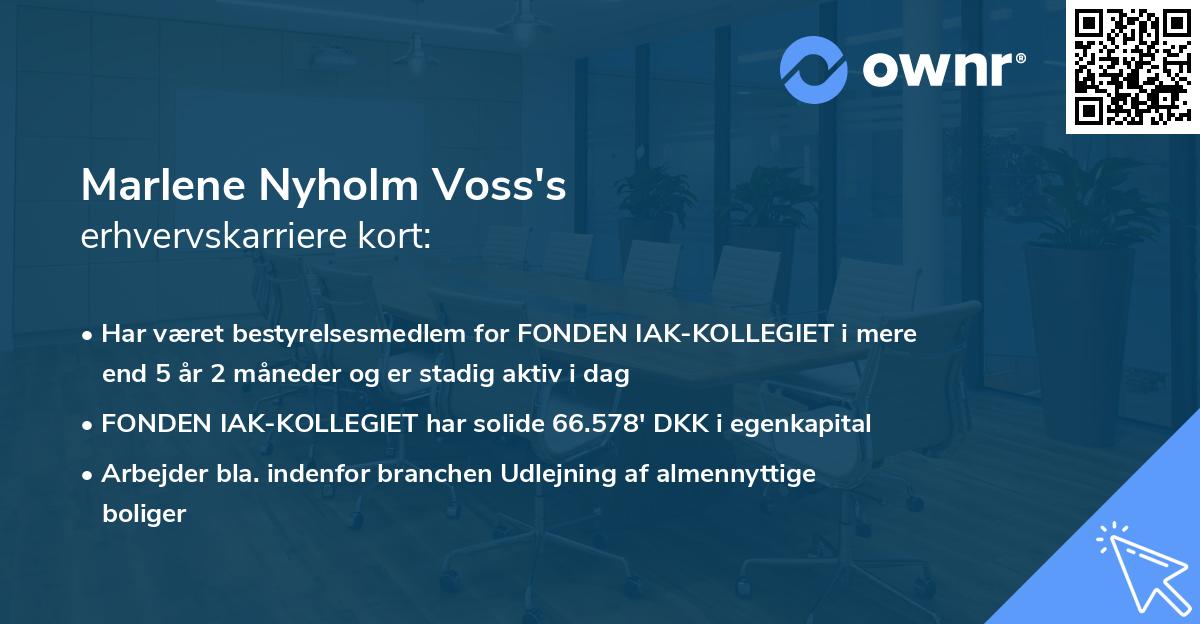 Marlene Nyholm Voss's erhvervskarriere kort