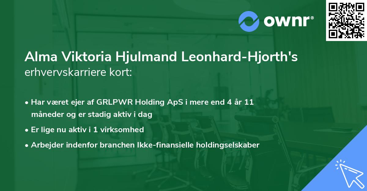 Alma Viktoria Hjulmand Leonhard-Hjorth's erhvervskarriere kort