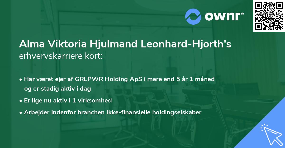 Alma Viktoria Hjulmand Leonhard-Hjorth's erhvervskarriere kort