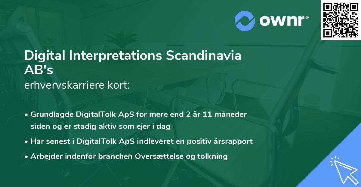 Digital Interpretations Scandinavia AB's erhvervskarriere kort
