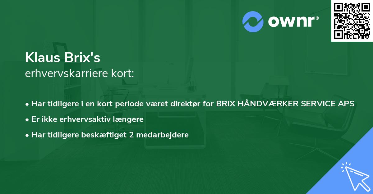 Klaus Brix's erhvervskarriere kort