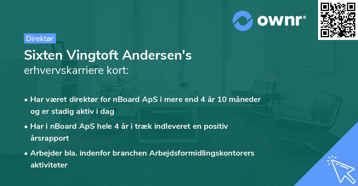 Sixten Vingtoft Andersen's erhvervskarriere kort
