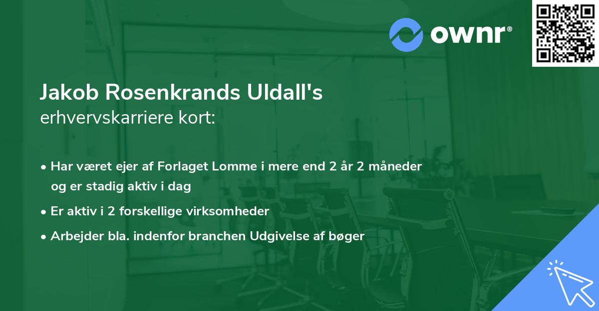 Jakob Rosenkrands Uldall's erhvervskarriere kort