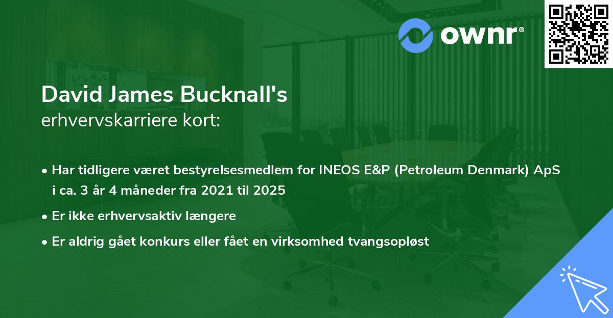 David James Bucknall's erhvervskarriere kort