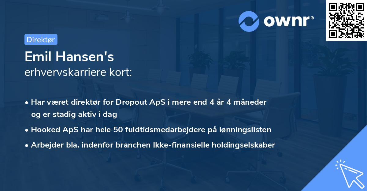 Emil Hansen's erhvervskarriere kort