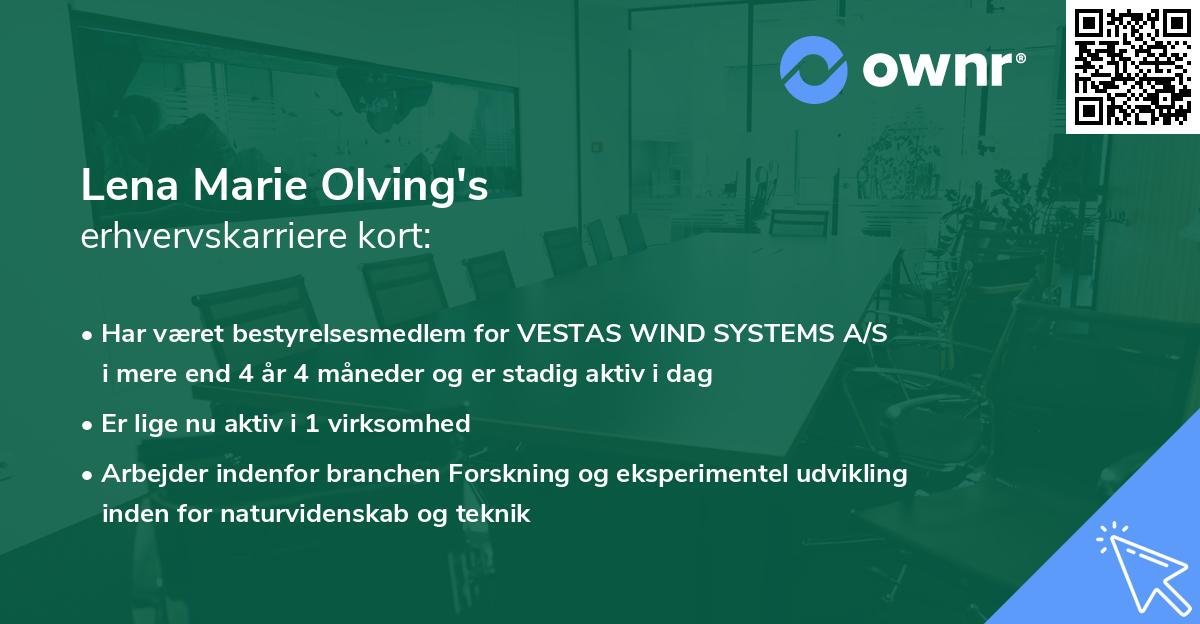 Lena Marie Olving's erhvervskarriere kort