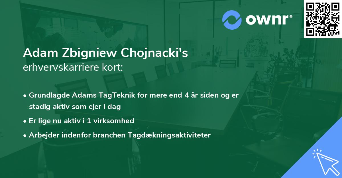 Adam Zbigniew Chojnacki's erhvervskarriere kort