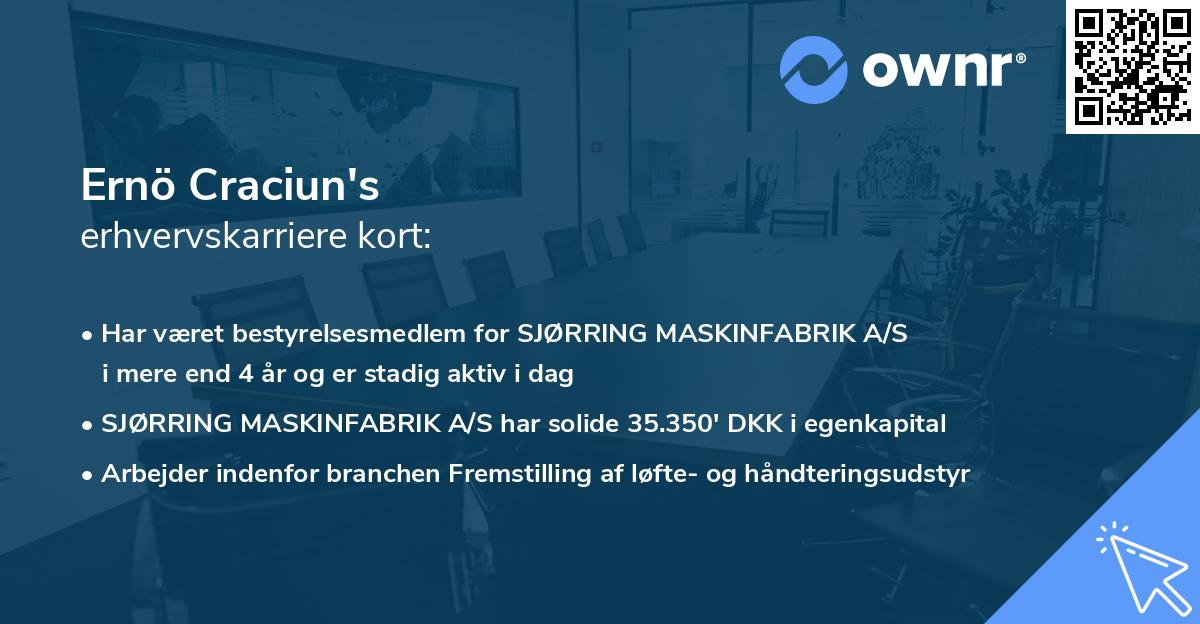 Ernö Craciun's erhvervskarriere kort
