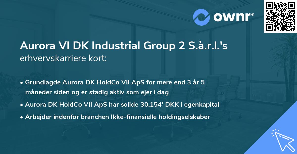 Aurora VI DK Industrial Group 2 S.à.r.l.'s erhvervskarriere kort