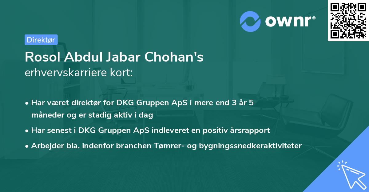 Rosol Abdul Jabar Chohan's erhvervskarriere kort