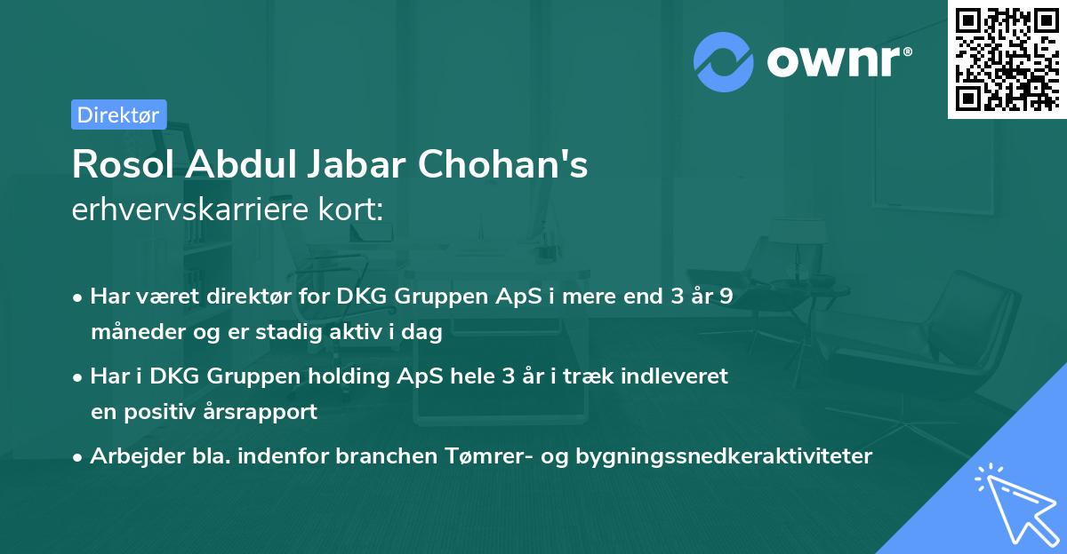 Rosol Abdul Jabar Chohan's erhvervskarriere kort