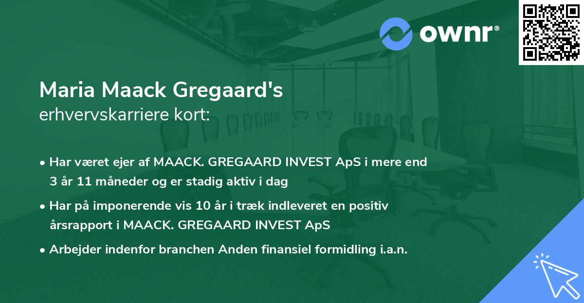 Maria Maack Gregaard's erhvervskarriere kort
