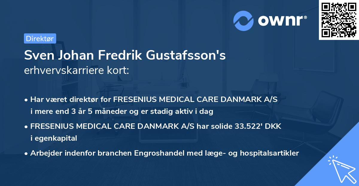 Sven Johan Fredrik Gustafsson's erhvervskarriere kort