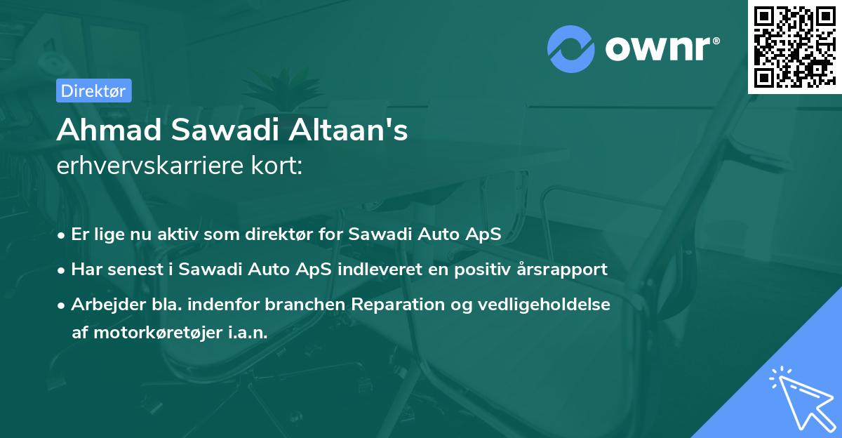 Ahmad Sawadi Altaan's erhvervskarriere kort