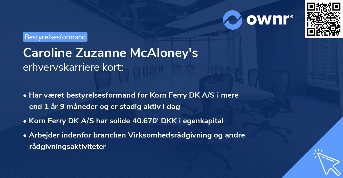 Caroline Zuzanne McAloney's erhvervskarriere kort