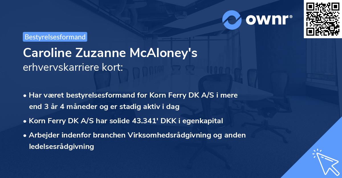 Caroline Zuzanne McAloney's erhvervskarriere kort