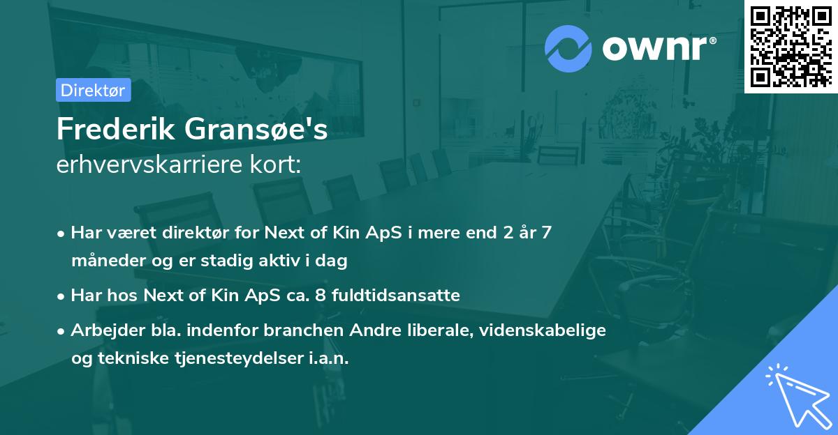 Frederik Gransøe's erhvervskarriere kort