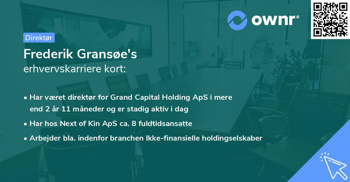 Frederik Gransøe's erhvervskarriere kort