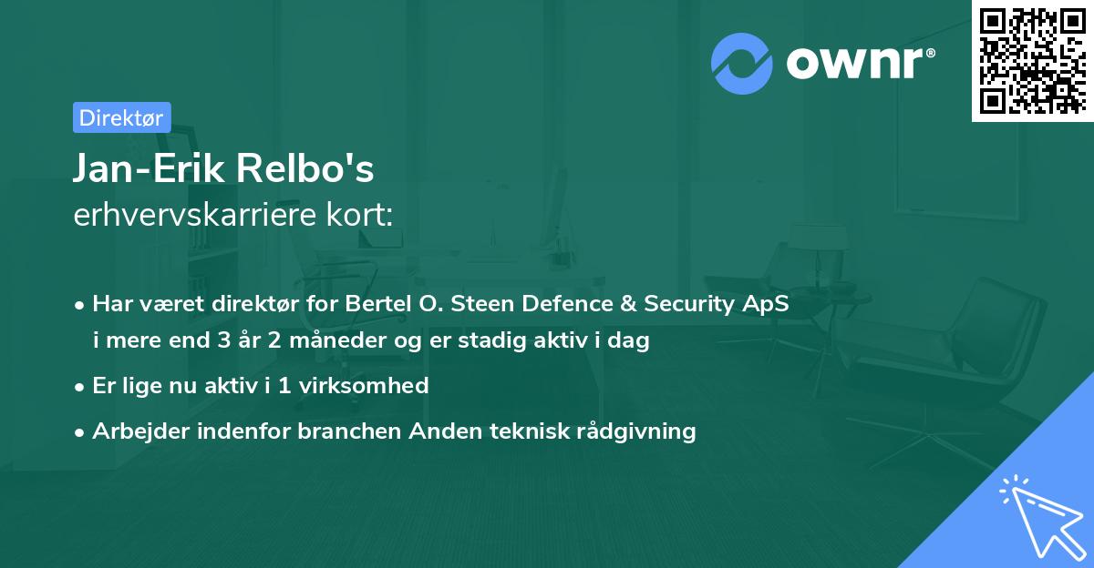 Jan-Erik Relbo's erhvervskarriere kort