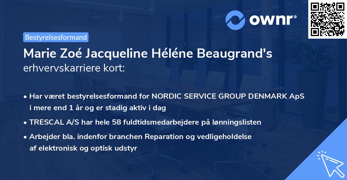 Marie Zoé Jacqueline Héléne Beaugrand's erhvervskarriere kort