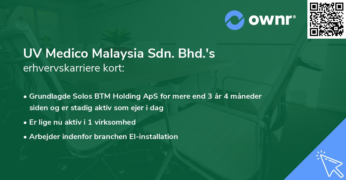 UV Medico Malaysia Sdn. Bhd.'s erhvervskarriere kort